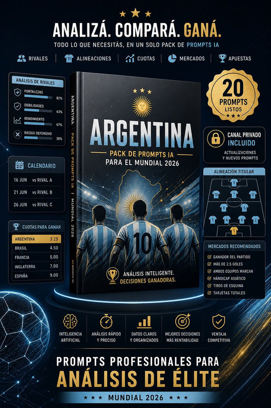 Pack de Prompts IA Mundial 2026: Argentina, D10S.